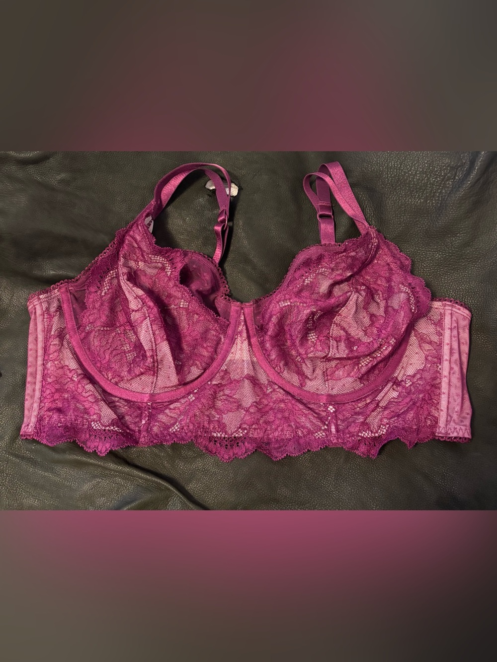 Torrid Curve Fuchsia/Purple Longline Unlined Lace Bra Sz 1
